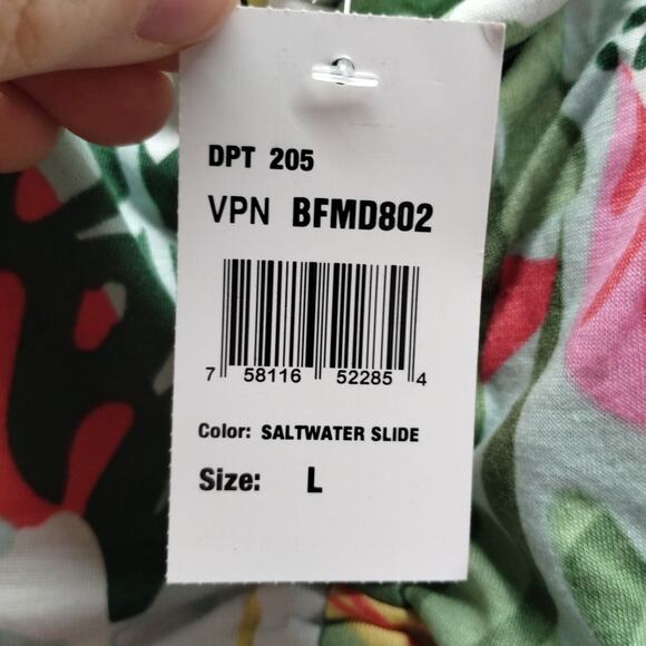 NWT Jamie & Layla Women Size Large Tropical Sleeveless Asymmetric Hem Midi Dress - Picture 7 of 7